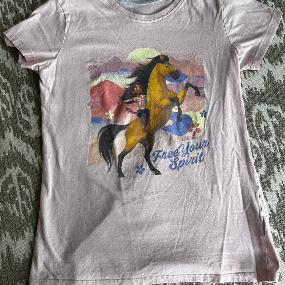 Pink Spirit Untamed Kids Shirt with Horse Graphic Dreamworks XL 14-16